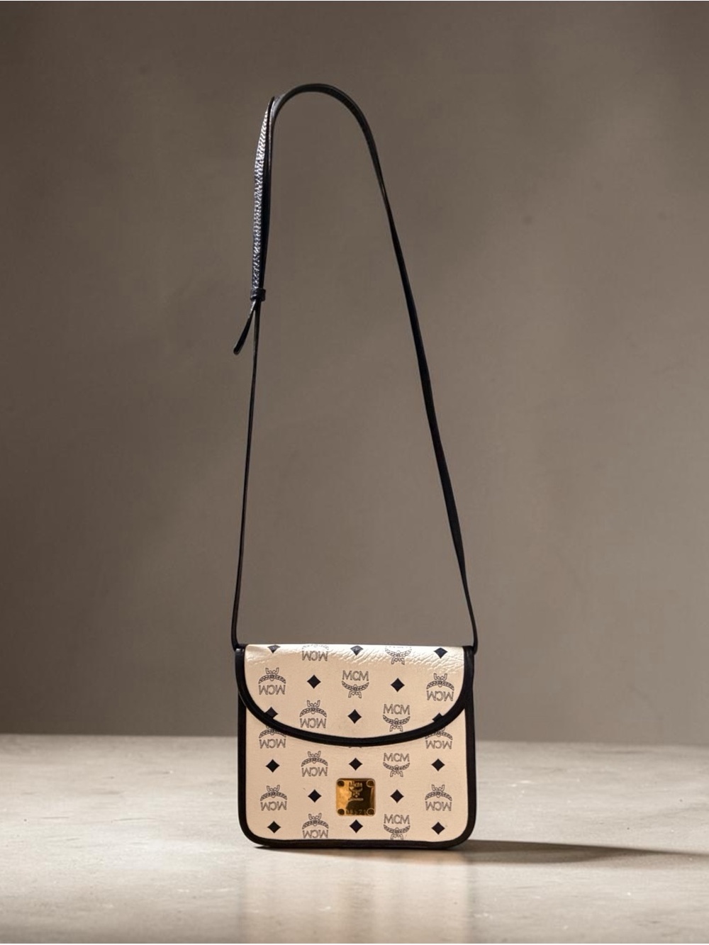 MCM Black and White Crossbody Bag